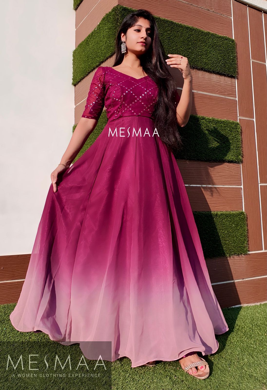 Vine peach ombré gown