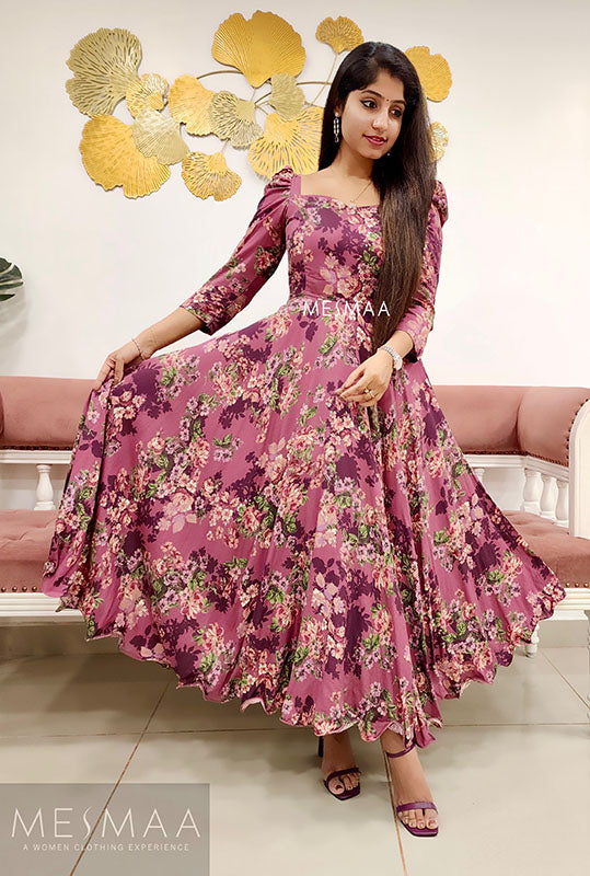 Pastel pink vine floral dress