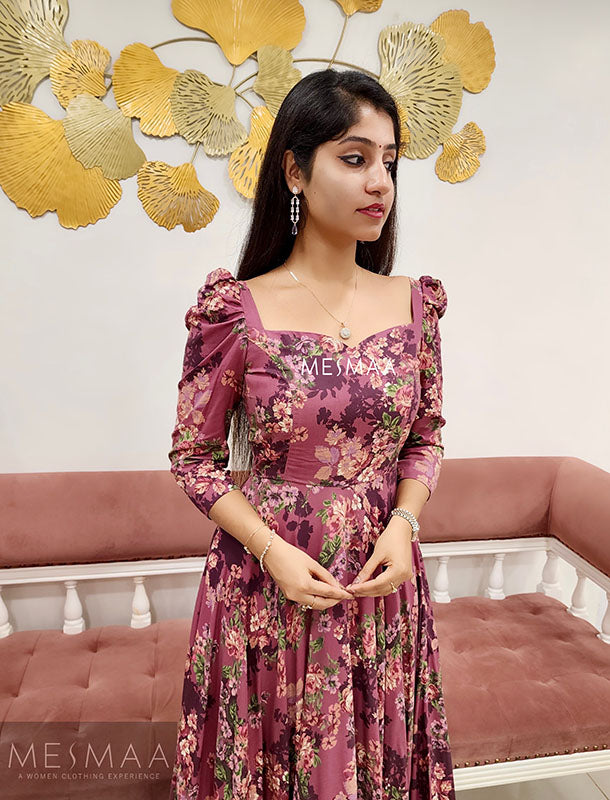 Pastel pink vine floral dress