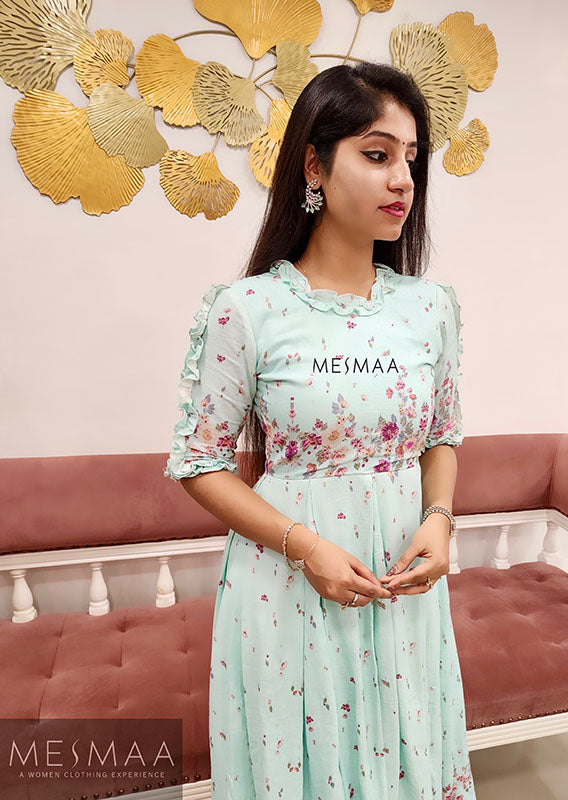 Pastel blue floral dress