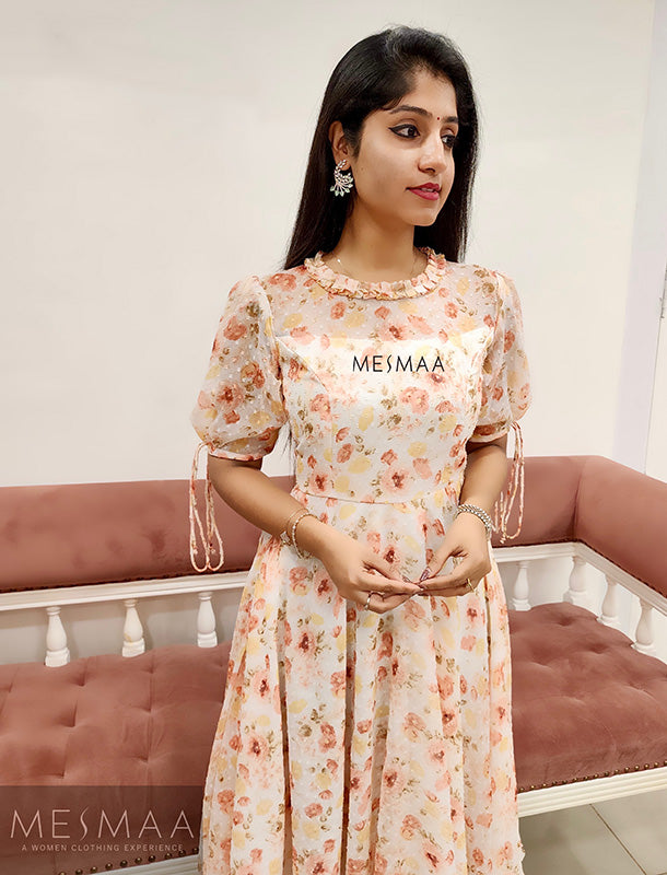 White peach floral dress