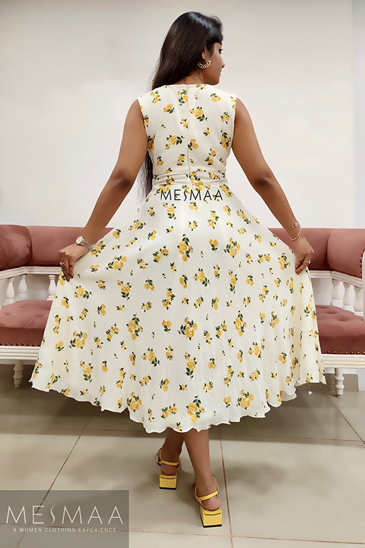 White yellow floral dress