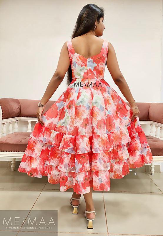 White red floral dress