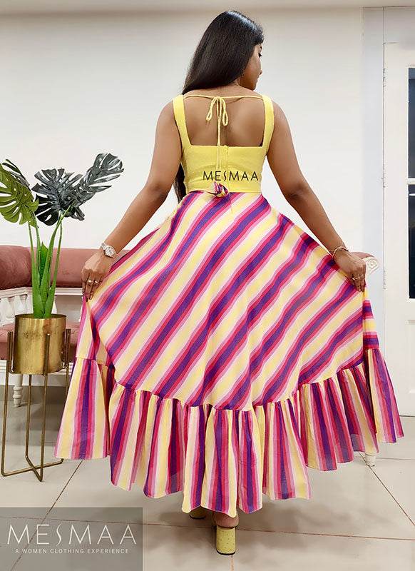 Yellow multi striped dress