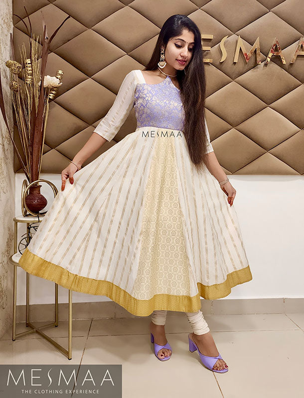 Lavender off white anarkali