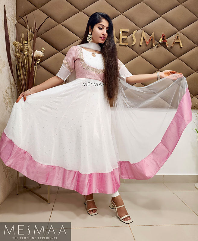 Pink white anarkali