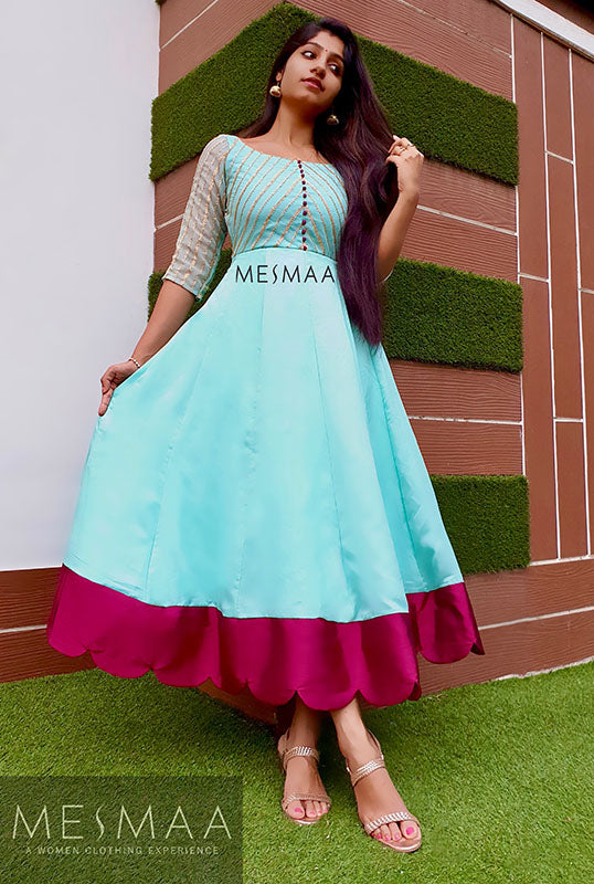Blue purple anarkali