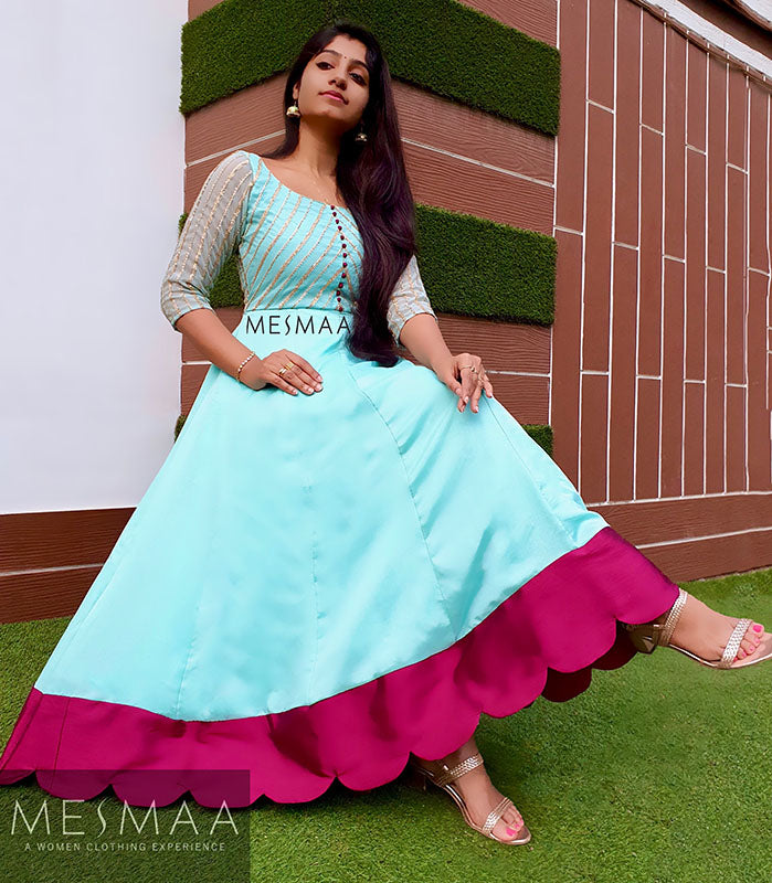 Blue purple anarkali