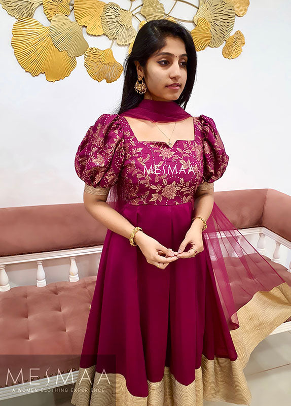 Magenta gold anarkali