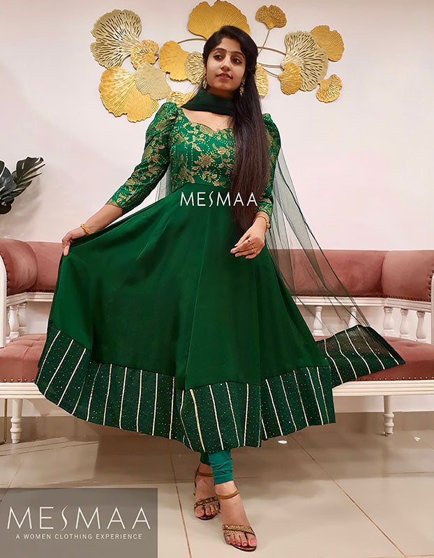 Bottle green baandhi anarkali