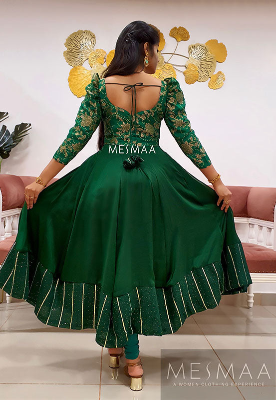 Bottle green baandhi anarkali