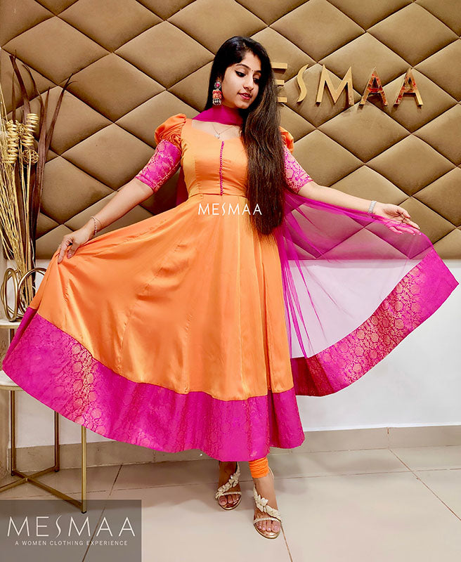 Orange pink anarkali