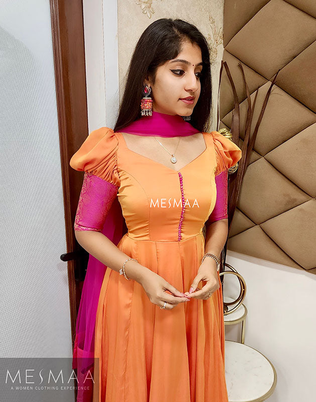 Orange pink anarkali