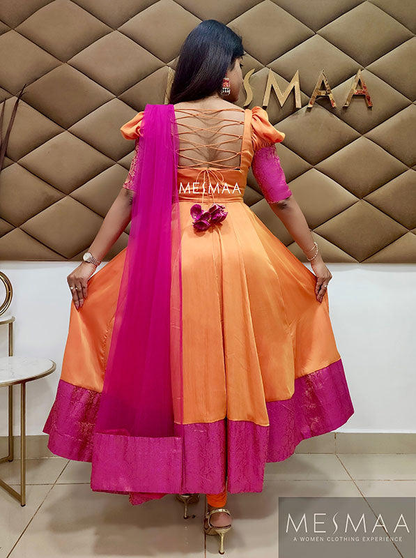 Orange pink anarkali