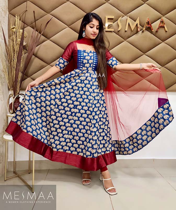 Indigo maroon anarkali