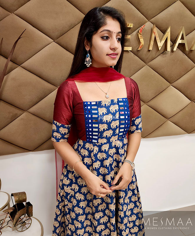 Indigo maroon anarkali