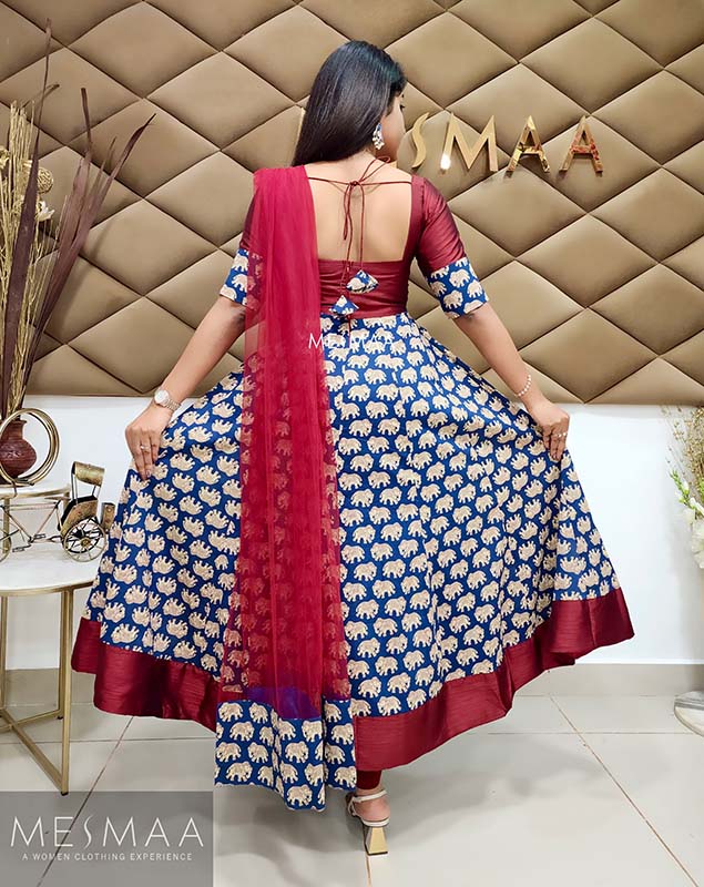 Indigo maroon anarkali