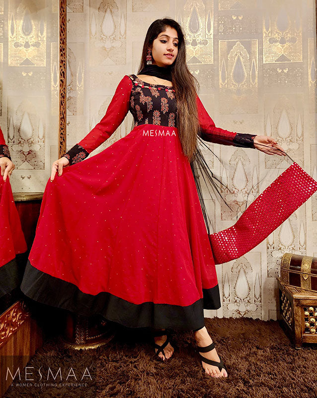 Black and red anarkali hotsell