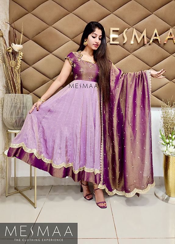 Purple vine tissue anarkali