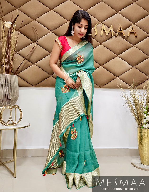 Georgette embroidered saree