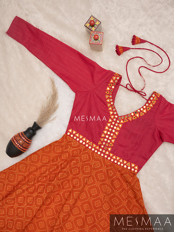 Orange Rani pink anarkali