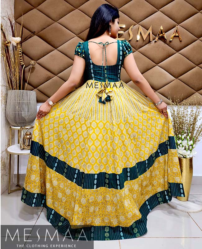 Yellow bottle green floor length dress Mesmaa Yellow bottle green floor length dress Mesmaa