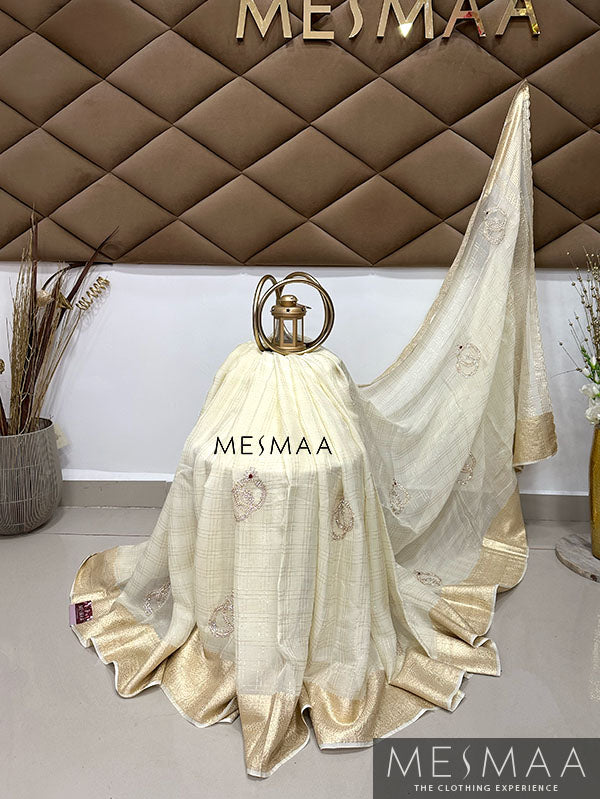 Hand embroidered pure georgette saree