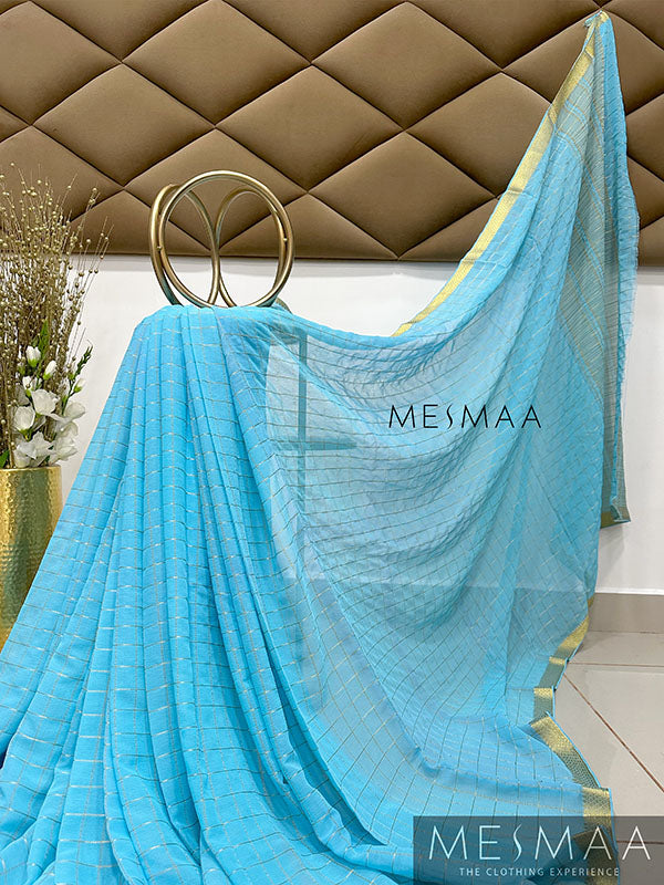 Blue georgette Saree