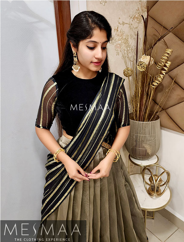 Black gold half saree