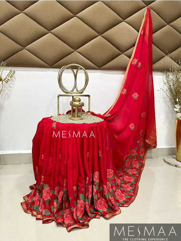 Embroidered model saree