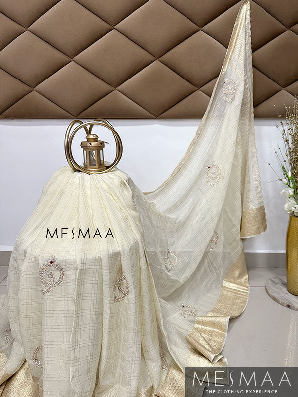 Hand embroidered pure georgette saree