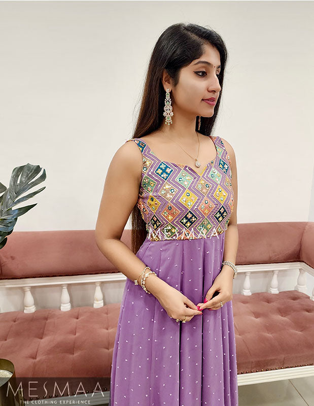 Lavender embroidered gown