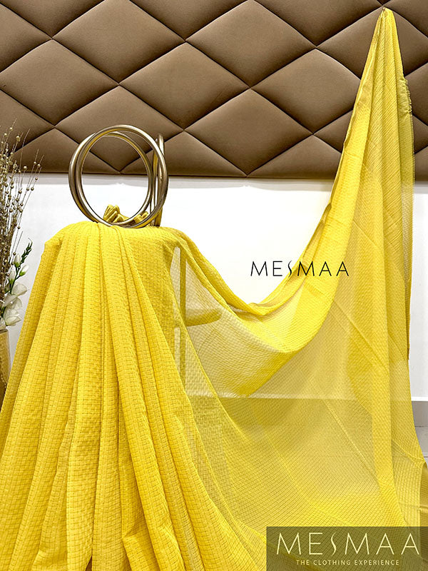 Yellow georgette saree