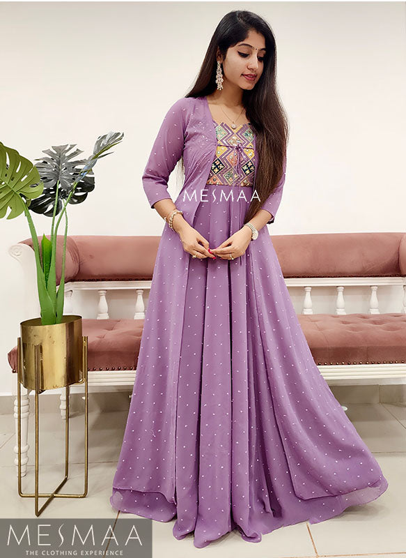 Lavender embroidered gown
