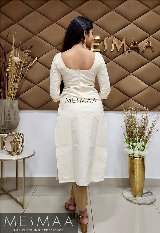 Half White mirror worked Kurti