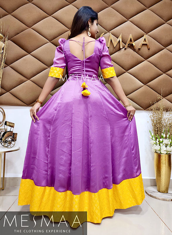 Lavender yellow saree gown