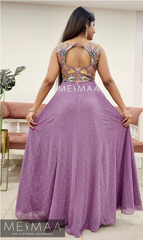 Lavender embroidered gown