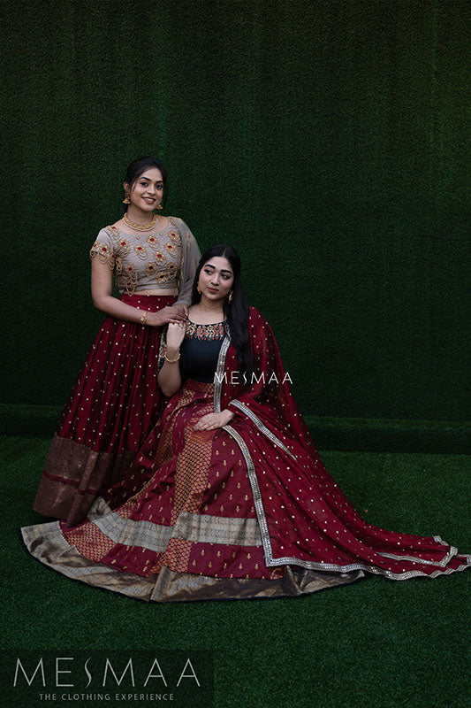Beige brown lehenga