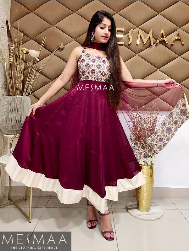 Vine half white anarkali