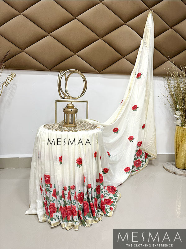 Embroidered modal saree