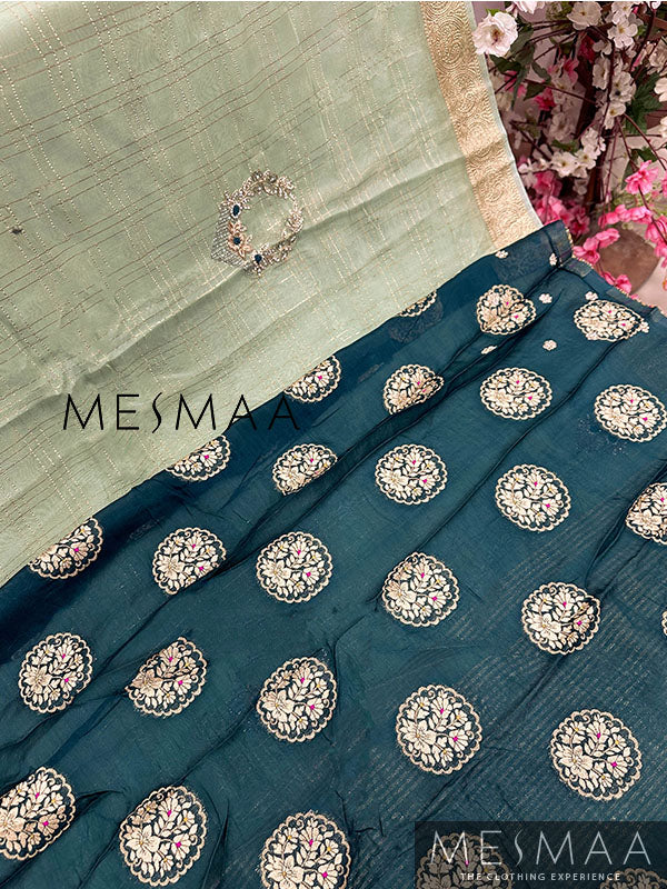 Hand embroidered pure georgette saree