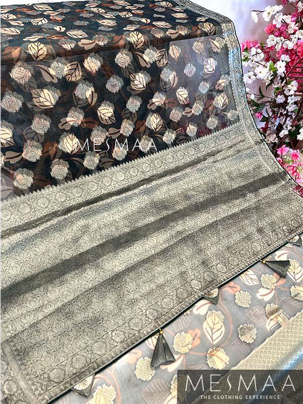 Floral organza saree