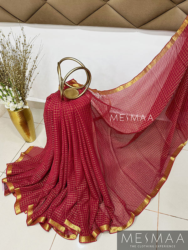 Maroon georgette saree