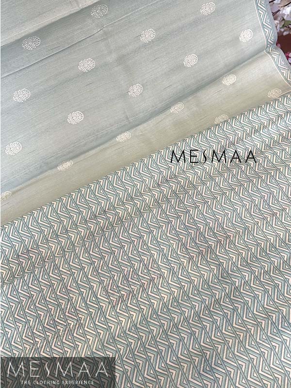 Printed embroidery saree