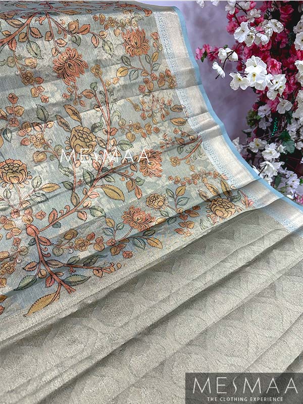 Printed tissue banarasi saree