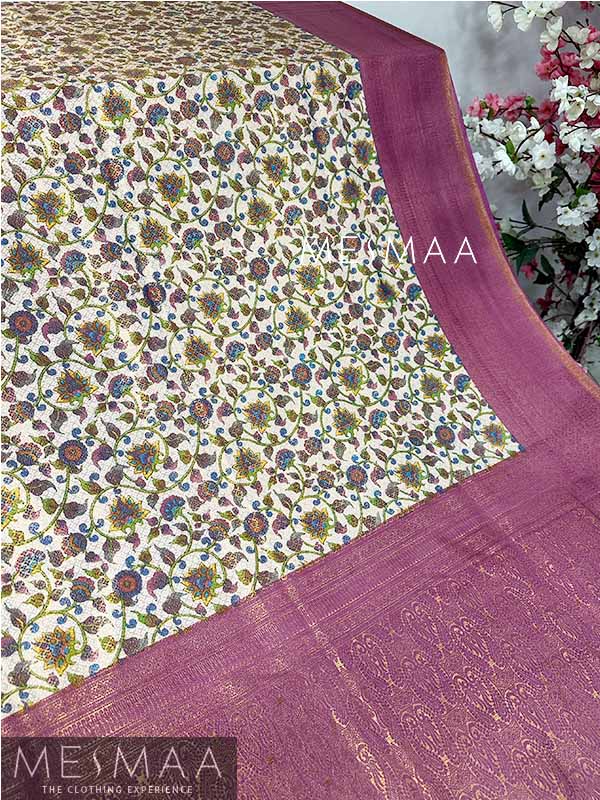 Printed satin saree