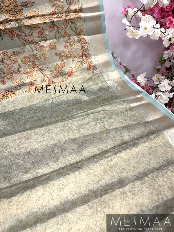 Printed tissue banarasi saree