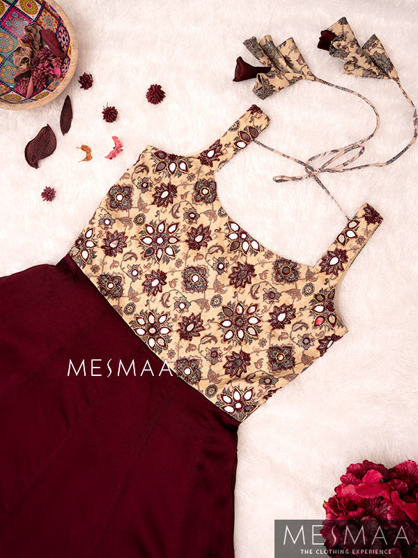 Vine half white anarkali