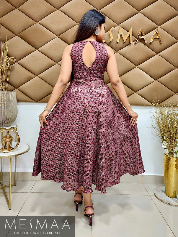 Purple majentha printed dress