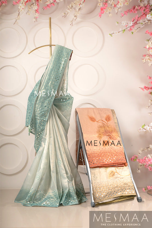 Embroidered semi-tissue sarees